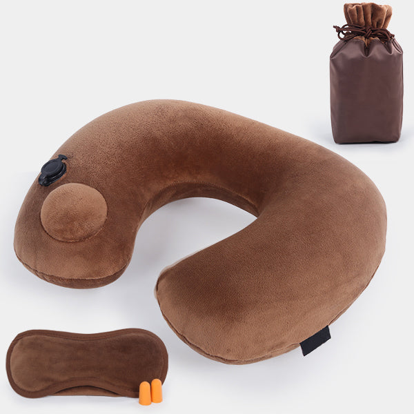 2D press inflatable travel pillow